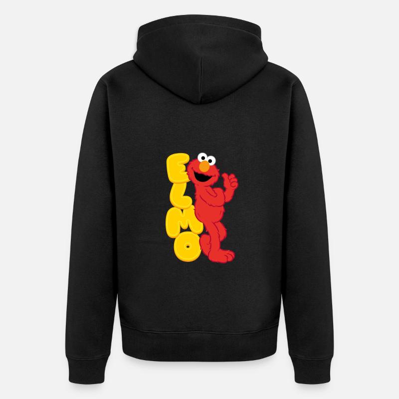 Sesamstraße Elmo Glücklich - Unisex Premium Bio Zip Hoodie - Schwarz