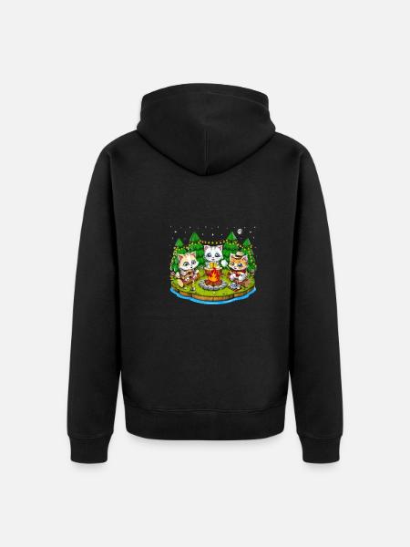 Camping Kawaii Cats - Unisex Premium Organic Zip Hoodie - black