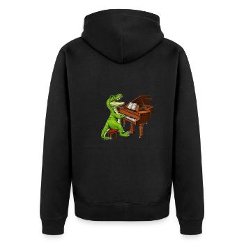 T Rex Dinosaur Playing Piano - Unisex Premium Organic Zip Hoodie - black - Back - Nico (187cm)
