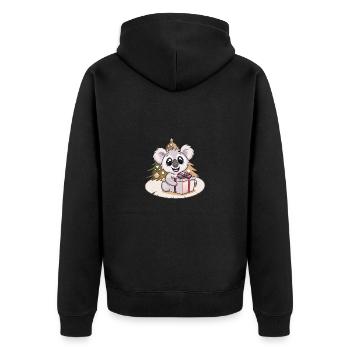 Niedlicher Koala mit Geschenk an Weihnachten - Unisex Premium Bio Zip Hoodie - Schwarz - Hinten - Nico (187cm)