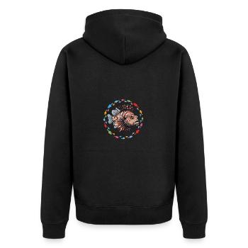 Lionfish Coral Fish in Fish Circle - Unisex Premium Organic Zip Hoodie - black - Back - Nico (187cm)