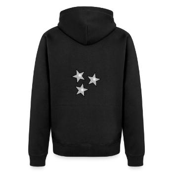 STERN. STERNE. STERN. FEST. JAHRESTAG. WEIHNACHTEN - Unisex Premium Bio Zip Hoodie - Schwarz - Hinten - Nico (187cm)