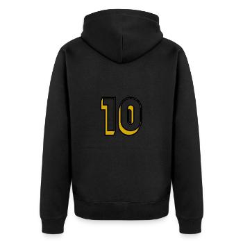 10. 10 JAHRE. 10-JÄHRIGES JUBILÄUM. GEBURTSTAG 10 JAHRE. - Unisex Premium Bio Zip Hoodie - Schwarz - Hinten - Nico (187cm)
