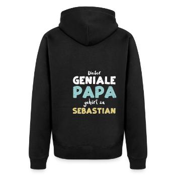 Dieser Geniale Papa Gehört Zu Se... - Unisex Premium Bio Zip Hoodie - Schwarz - Hinten - Nico (187cm)
