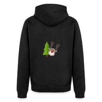 Weihnachtsrentier: Die rote Nase & der Tannenbaum - Unisex Premium Bio Zip Hoodie - Schwarz - Hinten - Nico (187cm)