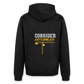 Consider It Done - Unisex Premium Organic Zip Hoodie - black - Back - Nico (187cm)