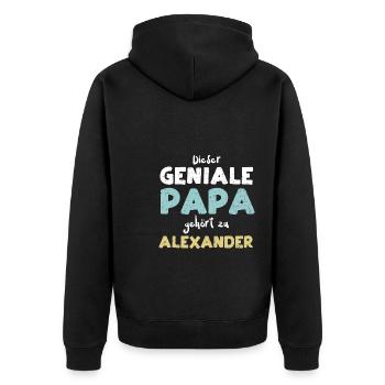 Dieser Geniale Papa Gehört Zu Al... - Unisex Premium Bio Zip Hoodie - Schwarz - Hinten - Nico (187cm)