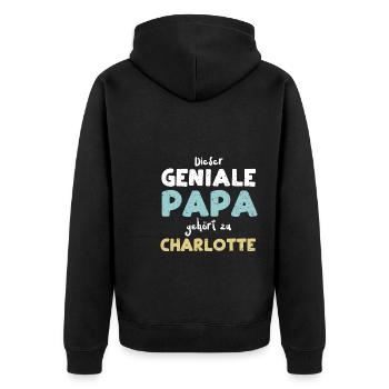 Dieser Geniale Papa Gehört Zu Ch... - Unisex Premium Bio Zip Hoodie - Schwarz - Hinten - Nico (187cm)