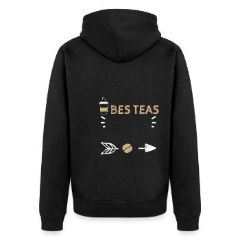 Bes Teas - Coffee - Unisex Premium Bio Zip Hoodie - Schwarz - Hinten - Nico (187cm)