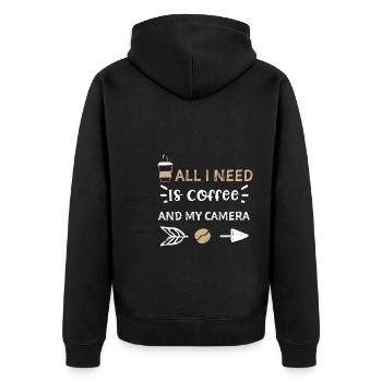 All I Need Is Coffee And My Camera - Unisex Premium Organic Zip Hoodie - black - Back - Nico (187cm)