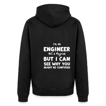 I'm An Engineer Not A Magician B... - Unisex Premium Bio Zip Hoodie - Schwarz - Hinten - Nico (187cm)