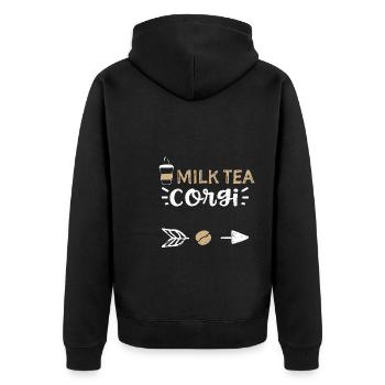 Thé au lait Corgi - Café - Veste à capuche bio Premium Unisexe - noir - Dos - Nico (187cm)