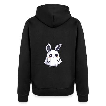 Bunny Halloween Funny Ghost - Unisex Premium Organic Zip Hoodie - black - Back - Nico (187cm)