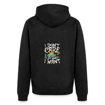 I Don't Care I Do What I Want für Flat Earth - Unisex Premium Bio Zip Hoodie - Schwarz - Hinten - Nico (187cm)