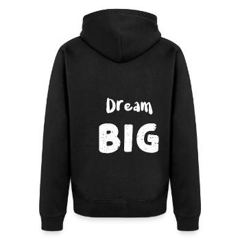 Dream Big - Raccoon - Unisex Premium Bio Zip Hoodie - Schwarz - Hinten - Nico (187cm)