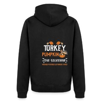 Turkey Pumpkin Pie Stuffing mash... - Unisex Premium Bio Zip Hoodie - Schwarz - Hinten - Nico (187cm)