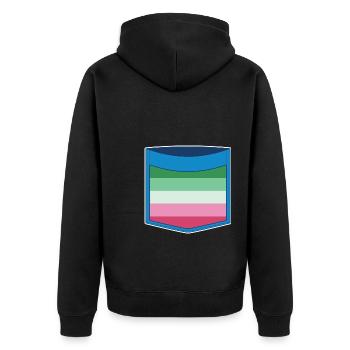 LGBTQ Abrosexuell Flagge Brusttasche Abrosexuell - Unisex Premium Bio Zip Hoodie - Schwarz - Hinten - Nico (187cm)