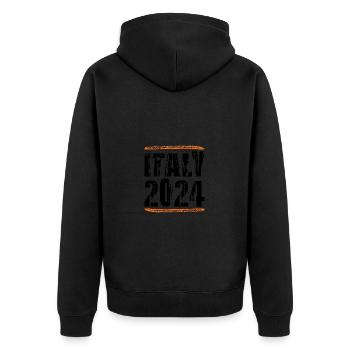 Italien 2024 Spruch - Unisex Premium Bio Zip Hoodie - Schwarz - Hinten - Nico (187cm)