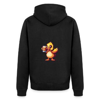 Duck Beer Pixel - Unisex Premium Organic Zip Hoodie - black - Back - Nico (187cm)