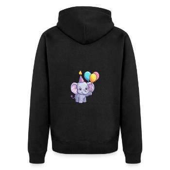 Elephant Birthday Comic - Unisex Premium Organic Zip Hoodie - black - Back - Nico (187cm)