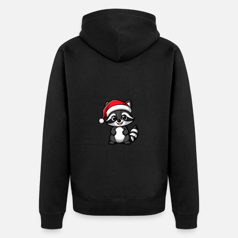 raton laveur Noël mignon - Veste à capuche bio Premium Unisexe - noir