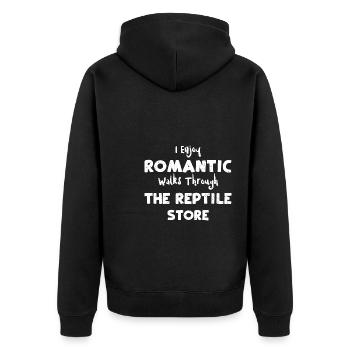I Enjoy Romantic Walks Through T... - Unisex Premium Bio Zip Hoodie - Schwarz - Hinten - Nico (187cm)