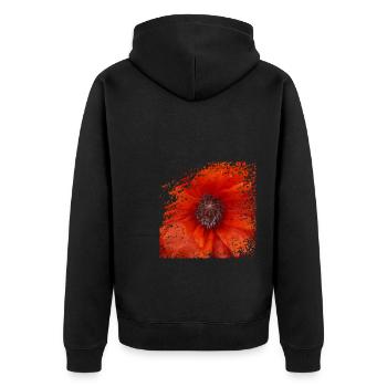 Mohnblüten bringen Farbe in die Landschaft - Unisex Premium Bio Zip Hoodie - Schwarz - Hinten - Nico (187cm)