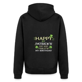 Happy St. Patrick's Day And Yes... - Unisex Premium Bio Zip Hoodie - Schwarz - Hinten - Nico (187cm)
