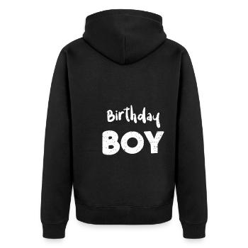 Birthday Boy - Birthday - Unisex Premium Bio Zip Hoodie - Schwarz - Hinten - Nico (187cm)