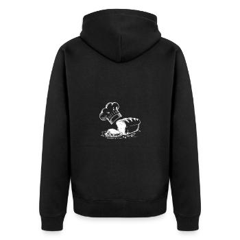 Brot Backen mit Liebe und Sauerteig - Unisex Premium Bio Zip Hoodie - Schwarz - Hinten - Nico (187cm)