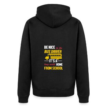 Schulbusfahrer Schulbus - Unisex Premium Bio Zip Hoodie - Schwarz - Hinten - Nico (187cm)