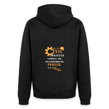 Bau Ingenieur Baustelle Bauarbeiter - Unisex Premium Bio Zip Hoodie - Schwarz - Hinten - Nico (187cm)