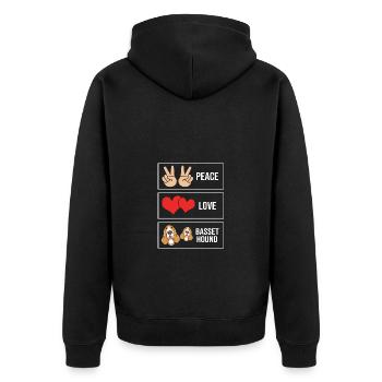 Basset Hound - Unisex Premium Bio Zip Hoodie - Schwarz - Hinten - Nico (187cm)