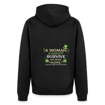 Une femme ne peut pas survivre avec du vin un... - Veste à capuche bio Premium Unisexe - noir - Dos - Nico (187cm)