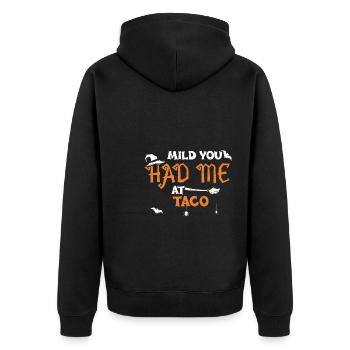MILD You had me at Taco - Unisex Premium Bio Zip Hoodie - Schwarz - Hinten - Nico (187cm)