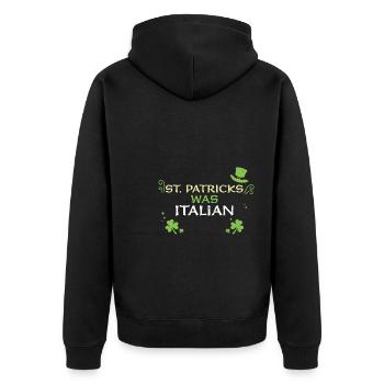 St. Patricks Was Italian - Unisex Premium Bio Zip Hoodie - Schwarz - Hinten - Nico (187cm)