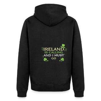 Ireland Is Calling And I Must Go - Unisex Premium Organic Zip Hoodie - black - Back - Nico (187cm)