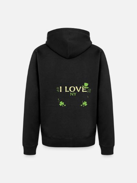 I Love Ny - Saint-Patrick - Veste à capuche bio Premium Unisexe - noir