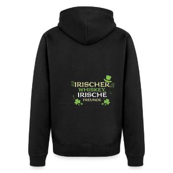 Irischer Whiskey, irische Freunde - Unisex Premium Bio Zip Hoodie - Schwarz - Hinten - Nico (187cm)
