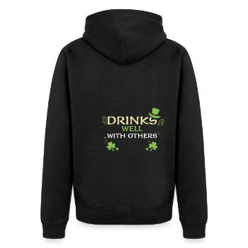 Drinks Well With Others - Unisex Premium Organic Zip Hoodie - black - Back - Nico (187cm)
