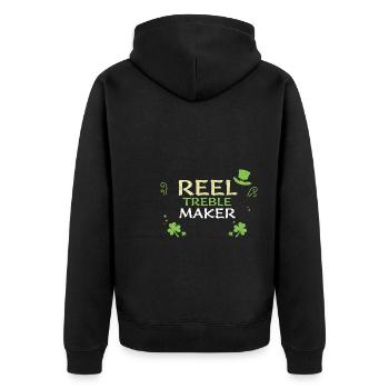 Reel Treble Maker - Unisex Premium Organic Zip Hoodie - black - Back - Nico (187cm)