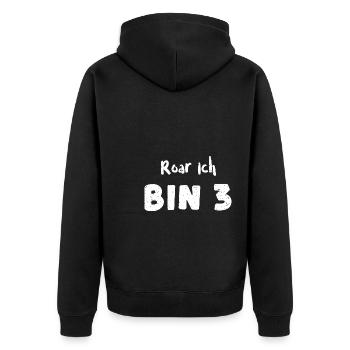 Roar Ich Bin 3 - 3rd Birthday - Unisex Premium Bio Zip Hoodie - Schwarz - Hinten - Nico (187cm)