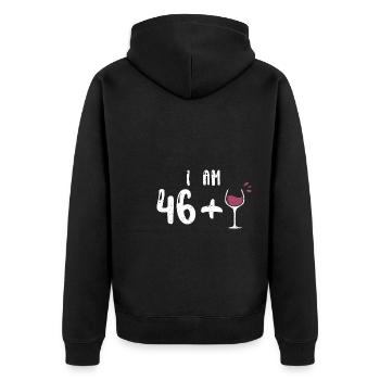J’ai 46 +1 - 47e anniversaire - Veste à capuche bio Premium Unisexe - noir - Dos - Nico (187cm)