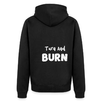 Turn And Burn - Racing - Unisex Premium Bio Zip Hoodie - Schwarz - Hinten - Nico (187cm)
