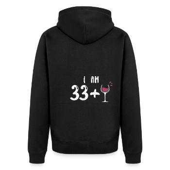 I Am 33 + 1 - 34th Birthday - Unisex Premium Bio Zip Hoodie - Schwarz - Hinten - Nico (187cm)