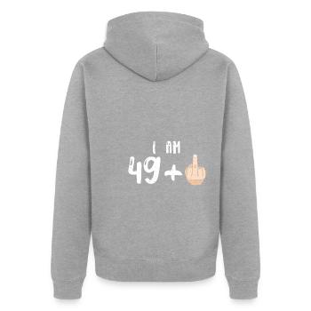 I Am 49 + 1 - 50th Birthday - Unisex Premium Organic Zip Hoodie - heather grey - Back - Nico (187cm)