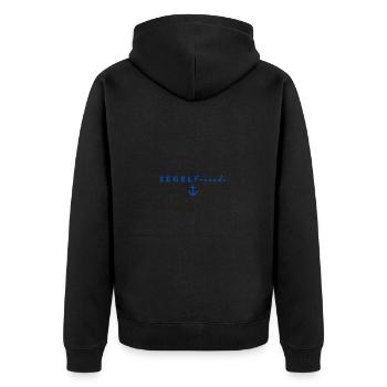 Segelfreunde mit Ankerlogo in blau - Unisex Premium Bio Zip Hoodie - Schwarz - Hinten - Nico (187cm)
