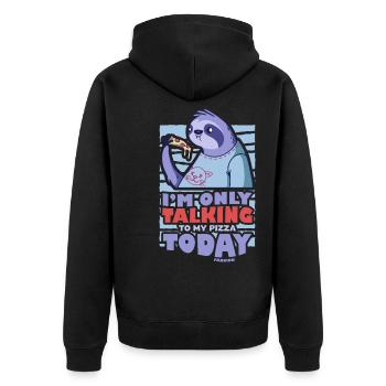 I'm Only Talking To My Pizza Today Sloth - Unisex Premium Organic Zip Hoodie - black - Back - Nico (187cm)