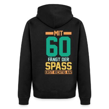 Sechszig Sechszehnter 60 Jahre Geburtstag - Unisex Premium Bio Zip Hoodie - Schwarz - Hinten - Nico (187cm)