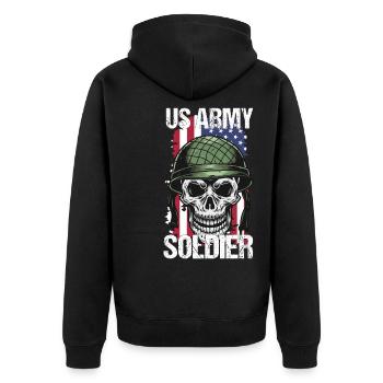 USA Army Soldier Home Gift - Unisex Premium Organic Zip Hoodie - black - Back - Nico (187cm)